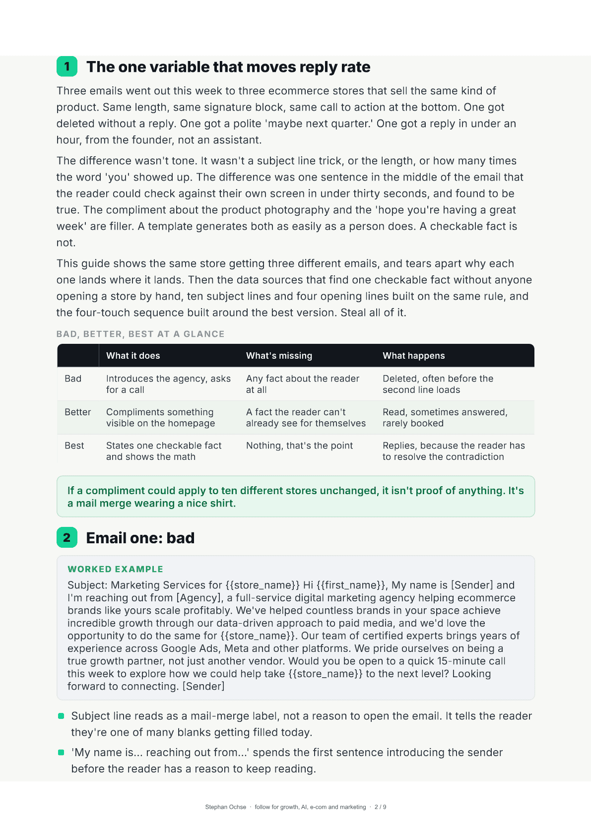 Page 2 of Bad, better, best cold email