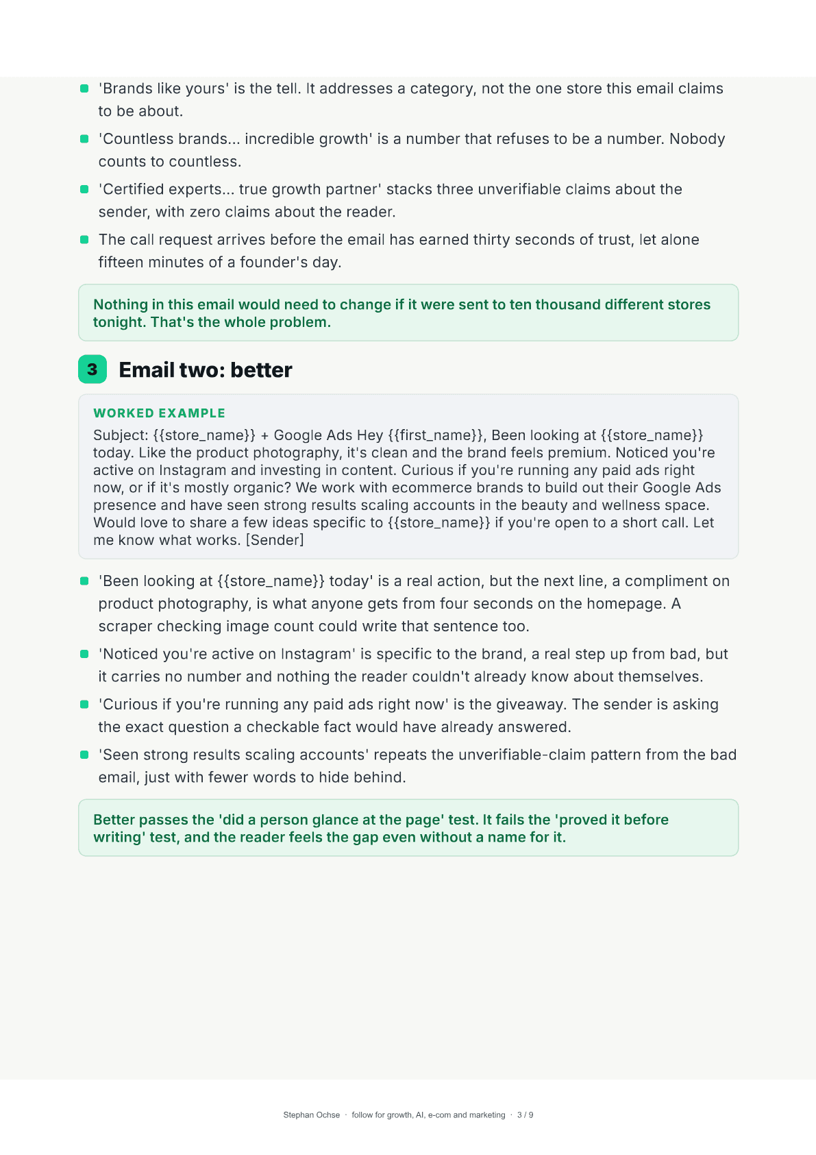 Page 3 of Bad, better, best cold email