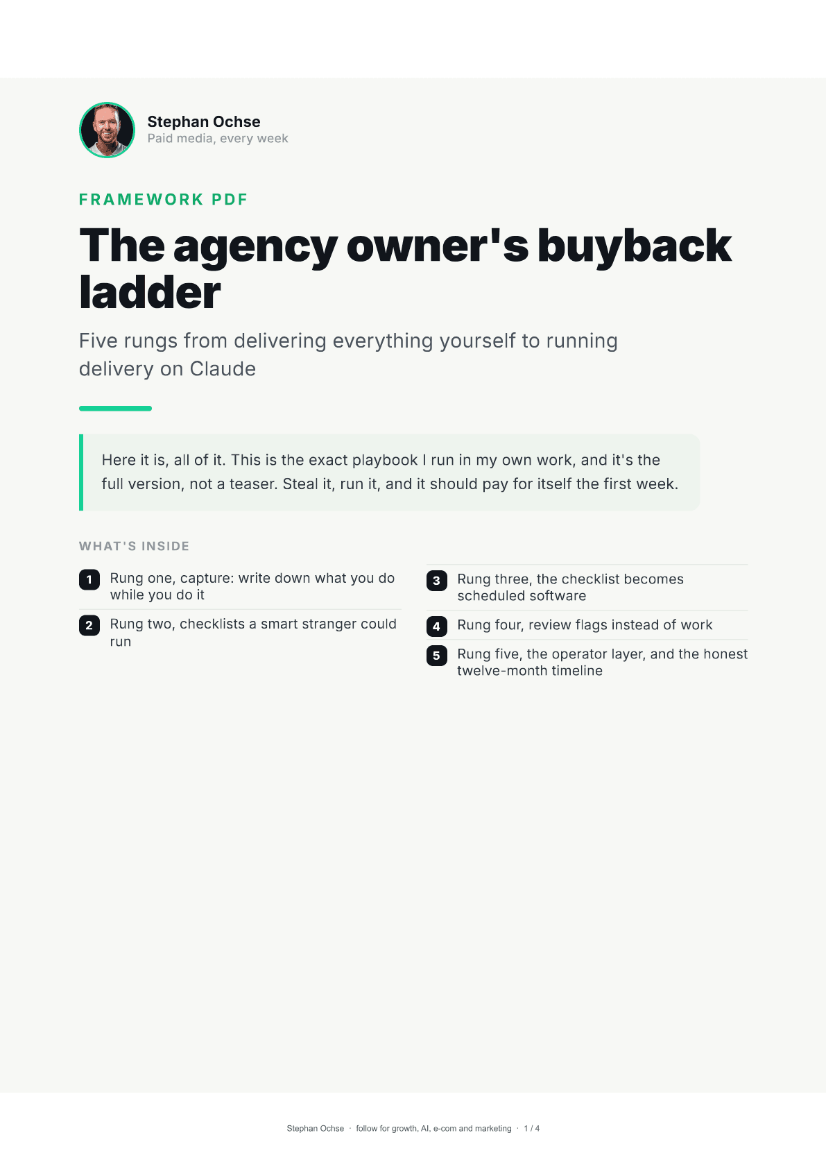 First page of The agency owner's buyback ladder