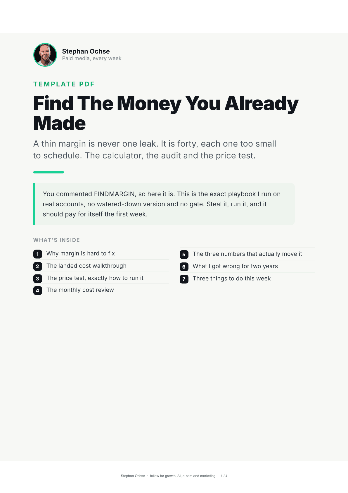 First page of Find The Money You Already Made