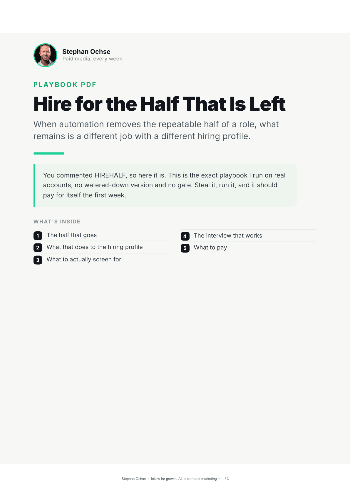 First page of Hire for the Half That Is Left