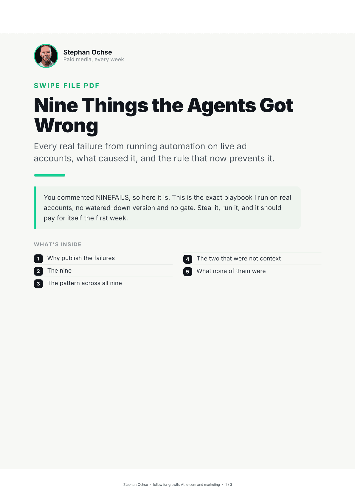 First page of Nine Things the Agents Got Wrong