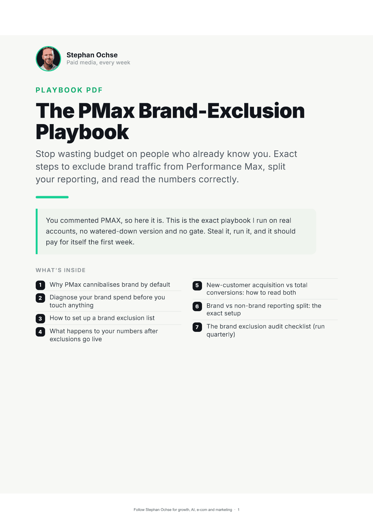 First page of The PMax Brand-Exclusion Playbook