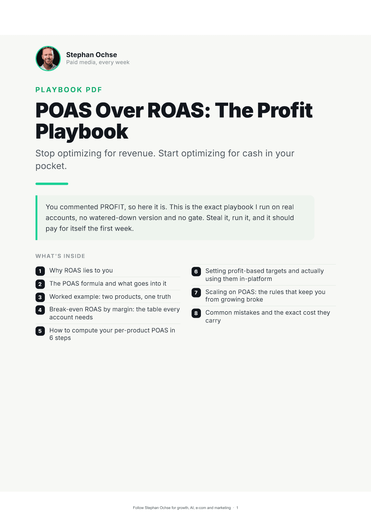 First page of POAS Over ROAS: The Profit Playbook