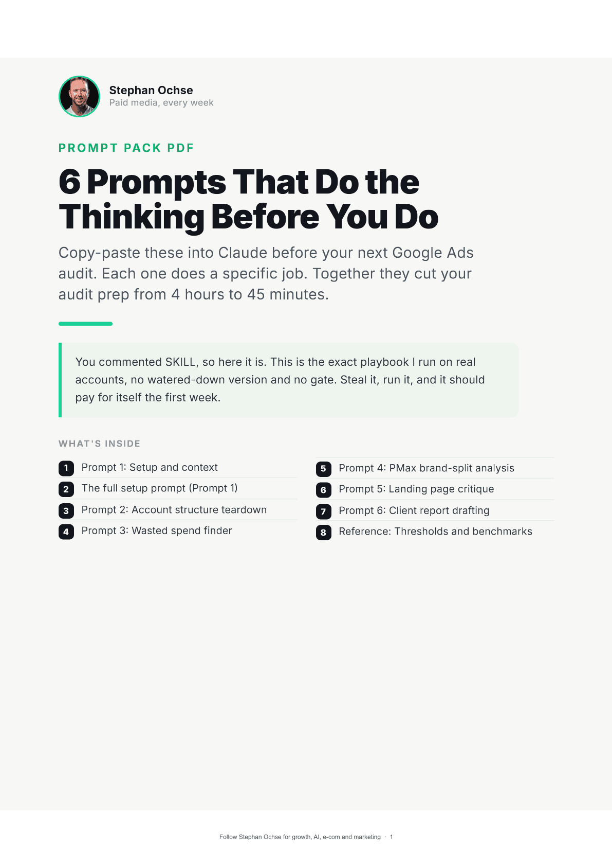 First page of 6 Prompts That Do the Thinking Before You Do