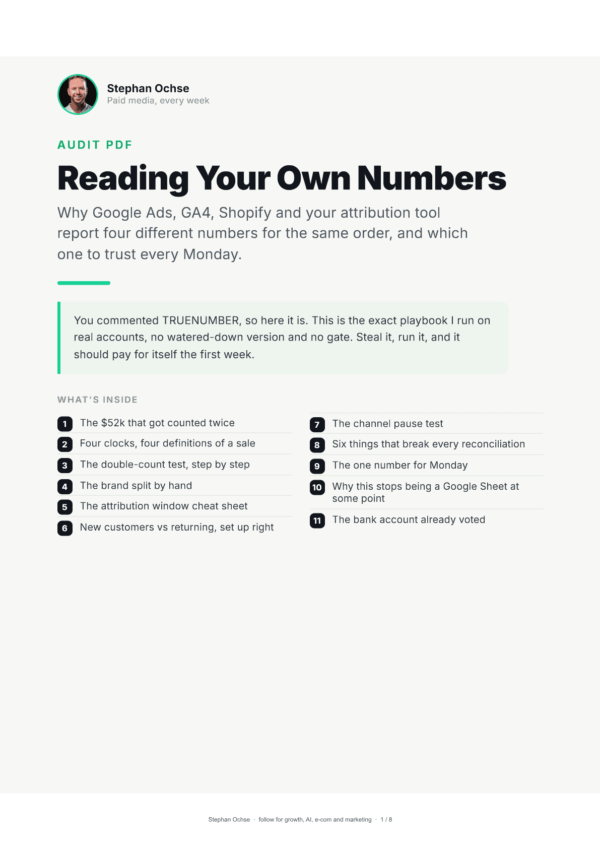 First page of Reading Your Own Numbers