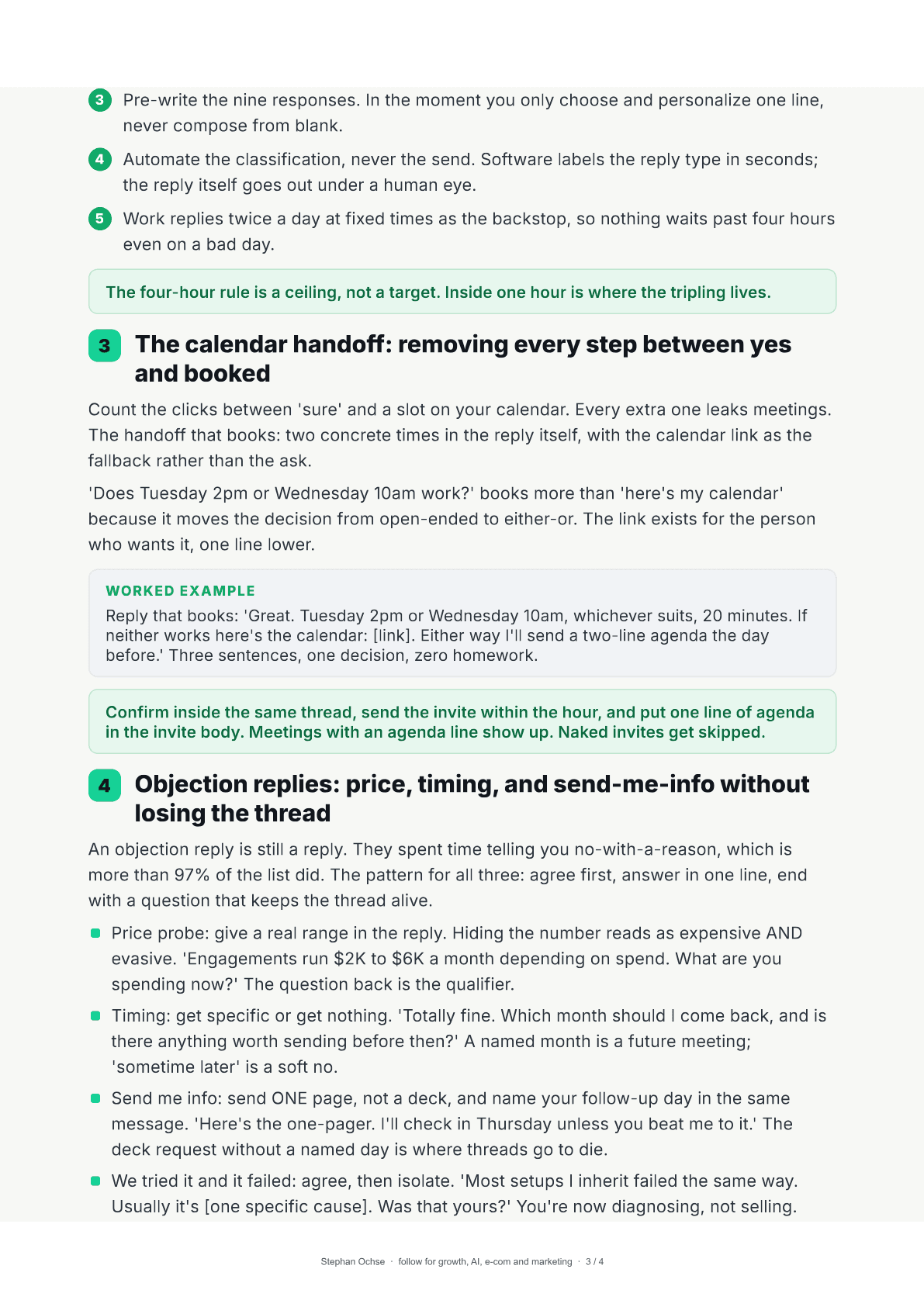 Page 3 of The reply-handling playbook: from "interesting" to booked call