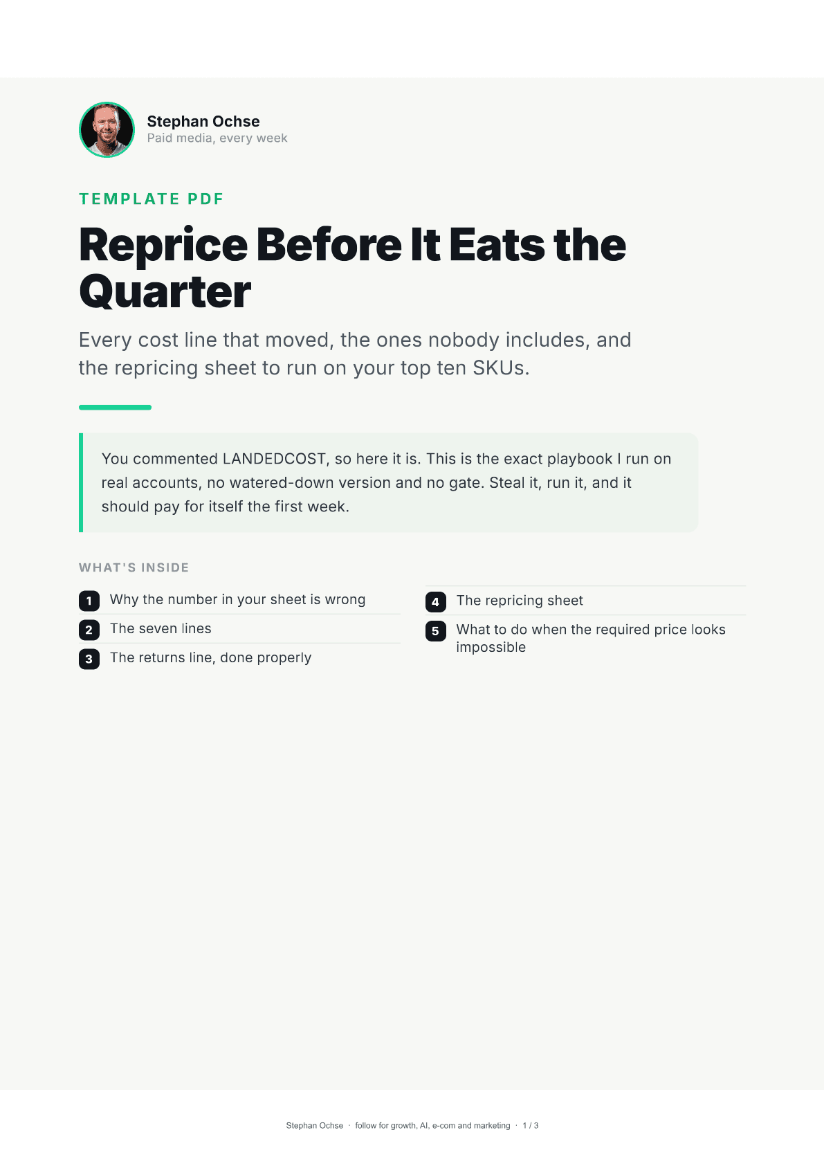First page of Reprice Before It Eats the Quarter