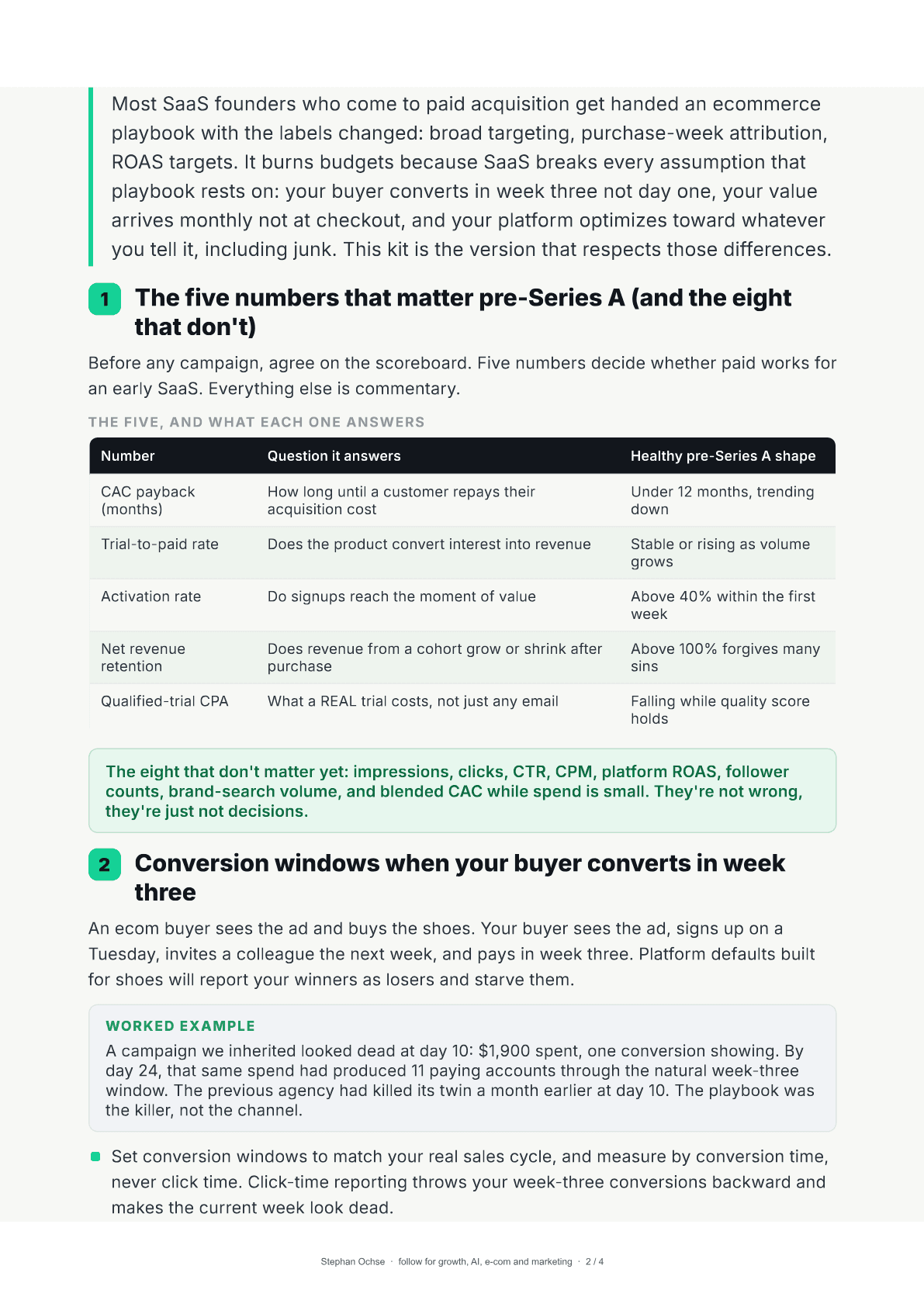 Page 2 of The SaaS paid-channel truth kit