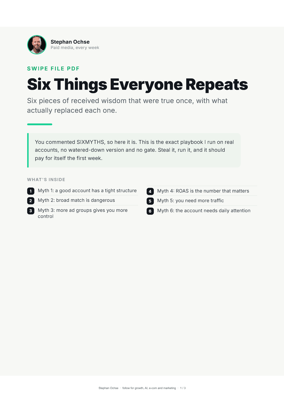 First page of Six Things Everyone Repeats