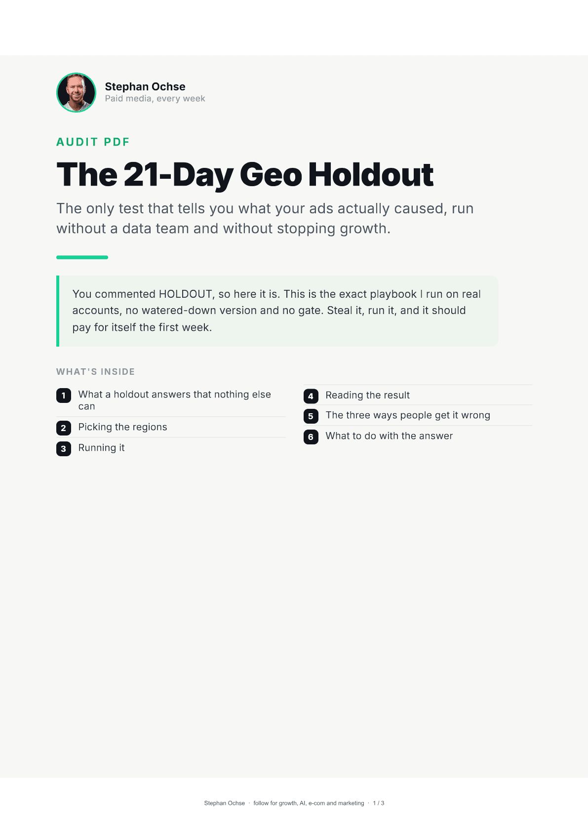 First page of The 21-Day Geo Holdout
