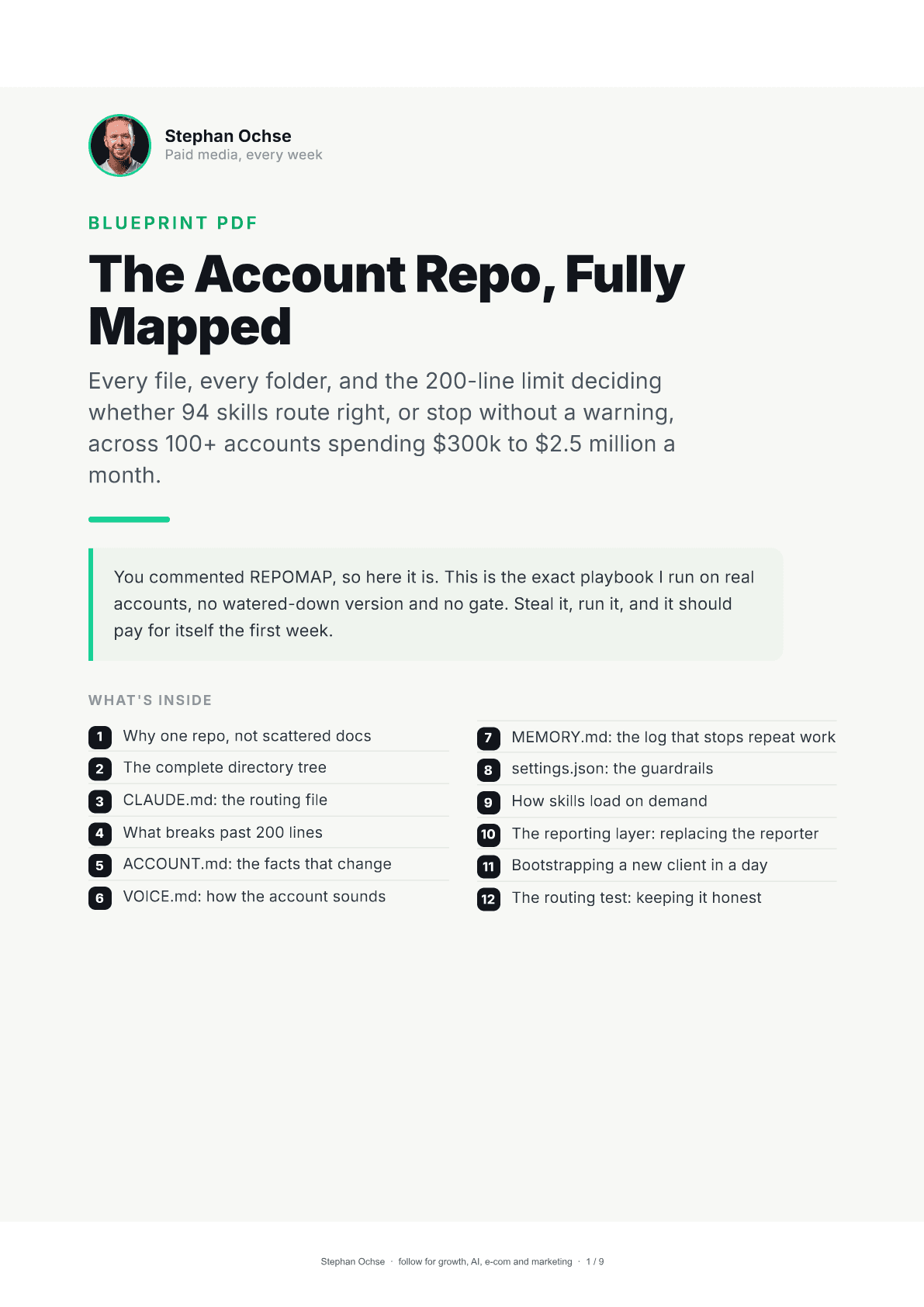 First page of The Account Repo, Fully Mapped