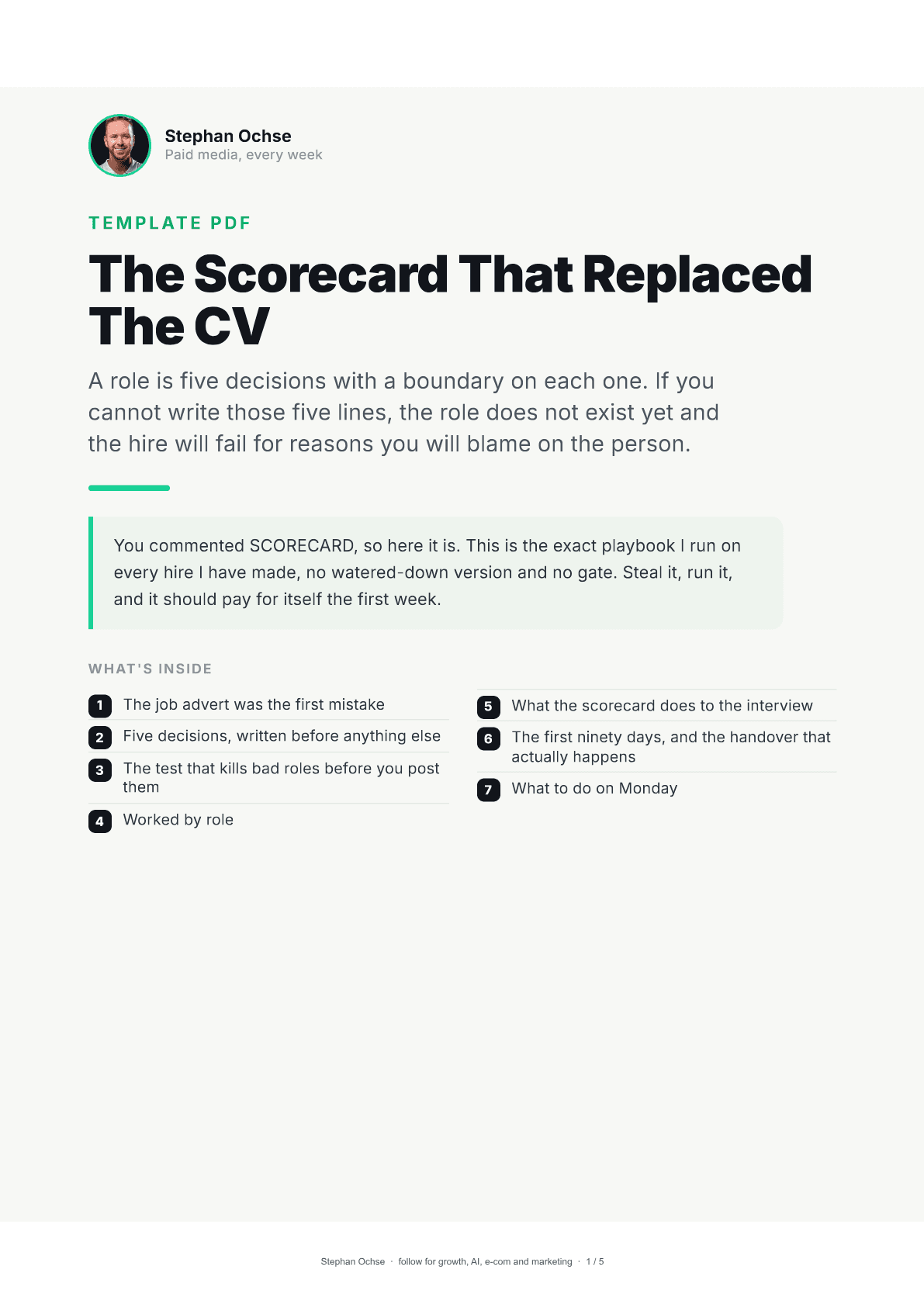 First page of The Scorecard That Replaced The CV