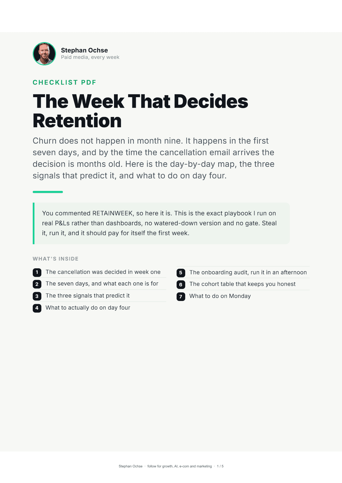 First page of The Week That Decides Retention