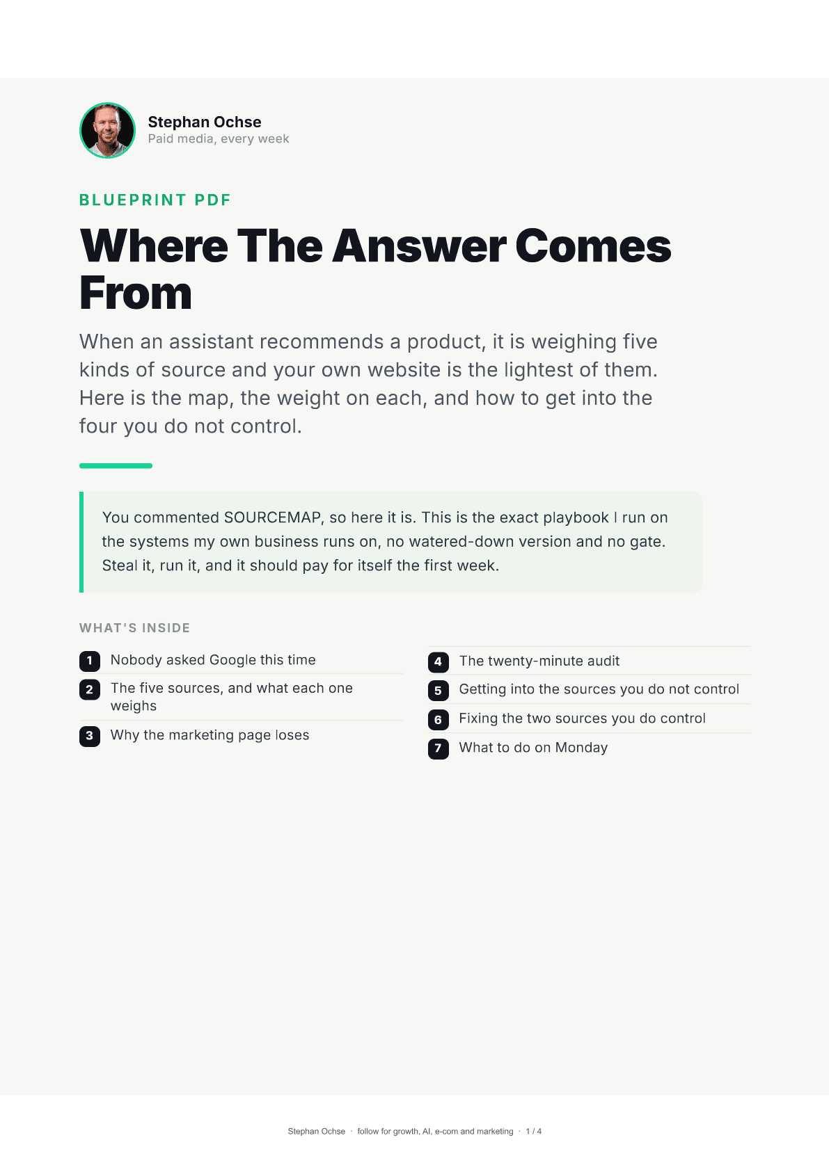 First page of Where The Answer Comes From